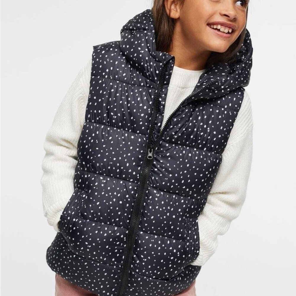 Mango Black and White Kids Puffer Vest